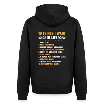 Gaming Gamer Playing Video Game Computer - Unisex Premium Organic Zip Hoodie - black - Back - Nico (187cm)