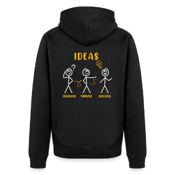 Problem Thinking Stick Figure Solution Thinker - Unisex Premium Organic Zip Hoodie - black - Back - Nico (187cm)