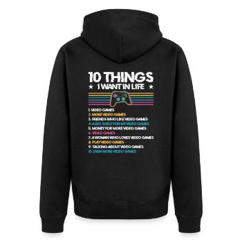 Gaming Gamer Playing Video Game Computer - Unisex Premium Organic Zip Hoodie - black - Back - Nico (187cm)