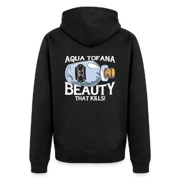 Aqua Tofana Conspiracy Theorist Poison Bottle - Unisex Premium Organic Zip Hoodie - black - Back - Nico (187cm)