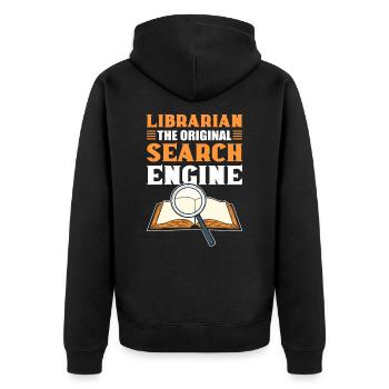 Librarian The Original Search Engine Book Lover - Unisex Premium Bio Zip Hoodie - Schwarz - Hinten - Nico (187cm)