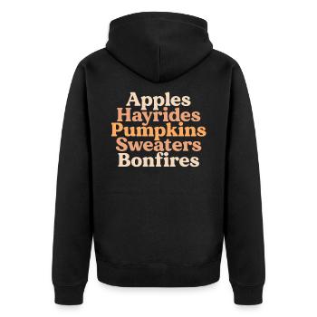 Apples Hayrides Pumpkins Sweaters Bonfires Boho - Unisex Premium Organic Zip Hoodie - black - Back - Nico (187cm)