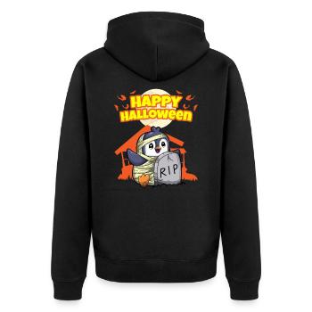 Happy Halloween Scary Funny Hallow's Eve Costume - Unisex Premium Organic Zip Hoodie - black - Back - Nico (187cm)