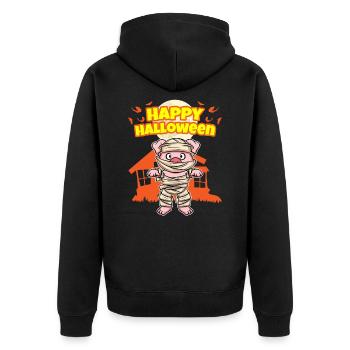 Happy Halloween Scary Funny Hallow's Eve Costume - Unisex Premium Organic Zip Hoodie - black - Back - Nico (187cm)