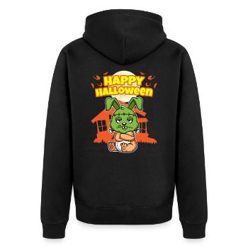 Happy Halloween Scary Funny Hallow's Eve Costume - Unisex Premium Organic Zip Hoodie - black - Back - Nico (187cm)