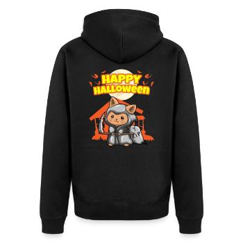 Happy Halloween Scary Funny Hallow's Eve Costume - Unisex Premium Organic Zip Hoodie - black - Back - Nico (187cm)
