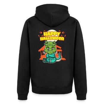 Happy Halloween Scary Funny Hallow's Eve Costume - Unisex Premium Organic Zip Hoodie - black - Back - Nico (187cm)