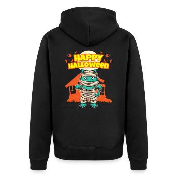Happy Halloween Scary Funny Hallow's Eve Costume - Unisex Premium Organic Zip Hoodie - black - Back - Nico (187cm)