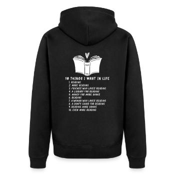 Lecture Livre Littérature Rat de bibliothèque Apprentissage - Veste à capuche bio Premium Unisexe - noir - Dos - Nico (187cm)