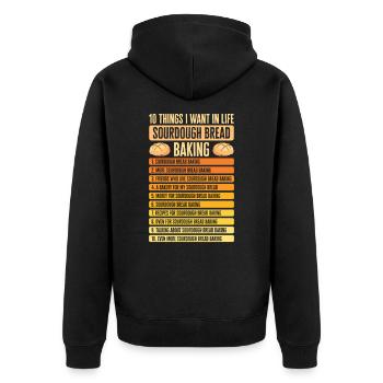 Sauerteigbrot Backen Foodie Baker Kochen - Unisex Premium Bio Zip Hoodie - Schwarz - Hinten - Nico (187cm)