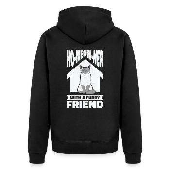 Neuer Hausbesitzer Miau Katze Katzenbesitzer - Unisex Premium Bio Zip Hoodie - Schwarz - Hinten - Nico (187cm)