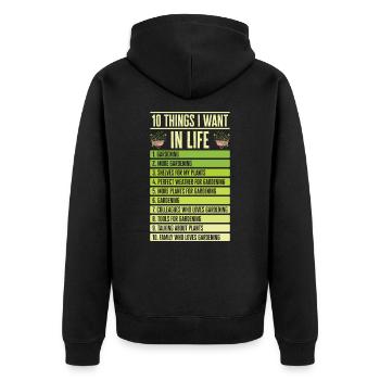 Gartenarbeit Landwirt Pflanzung Gärtner - Unisex Premium Bio Zip Hoodie - Schwarz - Hinten - Nico (187cm)