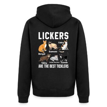 Funny Lickers Are The Best Ticklers Cat Feline - Unisex Premium Organic Zip Hoodie - black - Back - Nico (187cm)