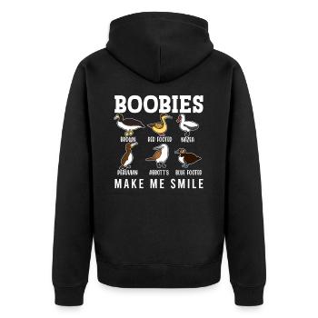 Funny Booby Seabirds Collection - Unisex Premium Organic Zip Hoodie - black - Back - Nico (187cm)