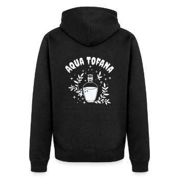 Aqua Tofana Line Art Poison Bottle Crime Fan - Unisex Premium Organic Zip Hoodie - black - Back - Nico (187cm)