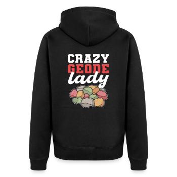 Crazy Geode Lady Mineral Collecting Ores - Unisex Premium Organic Zip Hoodie - black - Back - Nico (187cm)