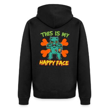 C’est mon visage heureux drôle de monstre d’Halloween - Veste à capuche bio Premium Unisexe - noir - Dos - Nico (187cm)