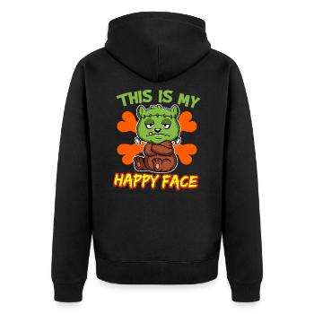 C’est mon visage heureux drôle de monstre d’Halloween - Veste à capuche bio Premium Unisexe - noir - Dos - Nico (187cm)