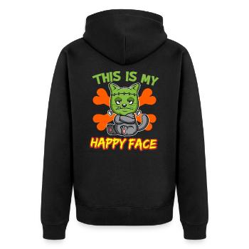 C’est mon visage heureux drôle de monstre d’Halloween - Veste à capuche bio Premium Unisexe - noir - Dos - Nico (187cm)