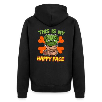 C’est mon visage heureux drôle de monstre d’Halloween - Veste à capuche bio Premium Unisexe - noir - Dos - Nico (187cm)