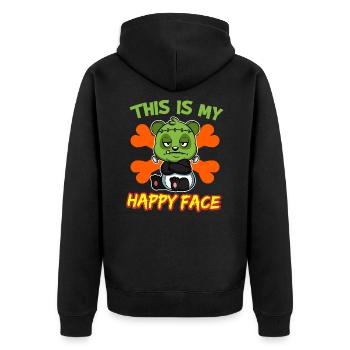 C’est mon visage heureux drôle de monstre d’Halloween - Veste à capuche bio Premium Unisexe - noir - Dos - Nico (187cm)