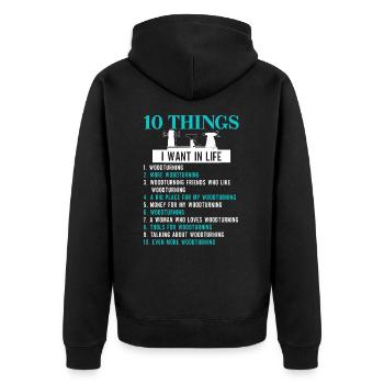 Drechsler Handwerker Drechsler Schreinerei - Unisex Premium Bio Zip Hoodie - Schwarz - Hinten - Nico (187cm)