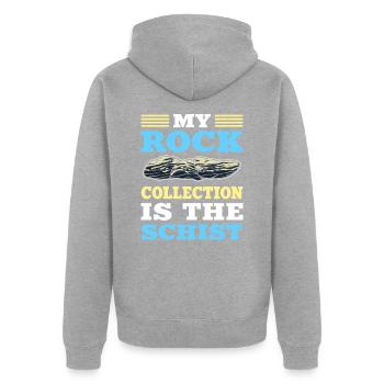 My Rock Collection Is The Schist Mineral - Unisex Premium Organic Zip Hoodie - heather grey - Back - Nico (187cm)