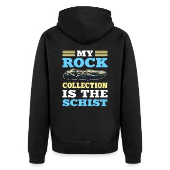 My Rock Collection Is The Schist Mineral - Unisex Premium Bio Zip Hoodie - Schwarz - Hinten - Nico (187cm)