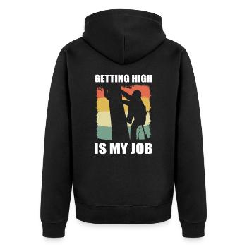Baumpfleger Holzfäller Wald Forstwirtschaft Bäume - Unisex Premium Bio Zip Hoodie - Schwarz - Hinten - Nico (187cm)