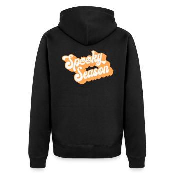 Spooky Season Retro Halloween Vibes Vintage - Unisex Premium Organic Zip Hoodie - black - Back - Nico (187cm)