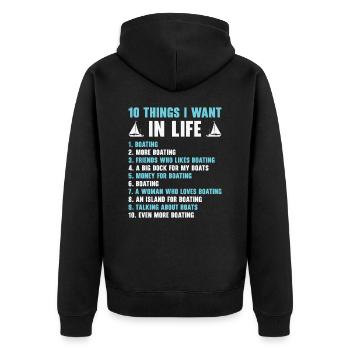 Boating Captain Boat Owner Sailing Boat Adventure - Unisex Premium Organic Zip Hoodie - black - Back - Nico (187cm)