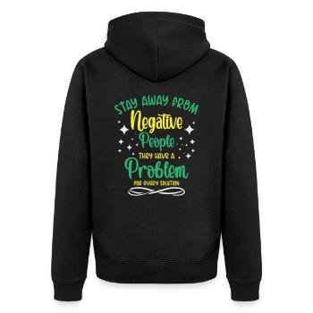 Problem Solution Critical Thinkers Positive - Unisex Premium Organic Zip Hoodie - black - Back - Nico (187cm)