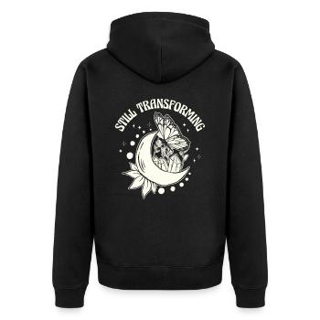 Himmlischer Schmetterling Transforming Galaxy - Unisex Premium Bio Zip Hoodie - Schwarz - Hinten - Nico (187cm)
