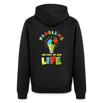 Problem Optimistic People Positive Life - Unisex Premium Organic Zip Hoodie - black - Back - Nico (187cm)