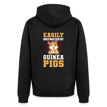 Easily Distracted By Guinea Pigs Guinea Pig - Unisex Premium Bio Zip Hoodie - Schwarz - Hinten - Nico (187cm)