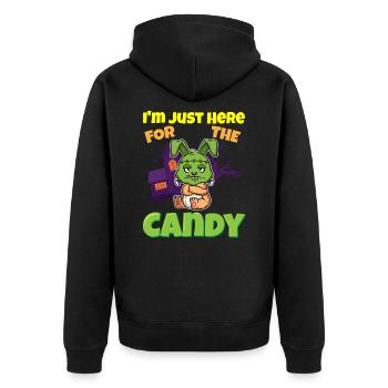 Je suis juste ici pour la bête d’Halloween effrayante de bonbons - Veste à capuche bio Premium Unisexe - noir - Dos - Nico (187cm)