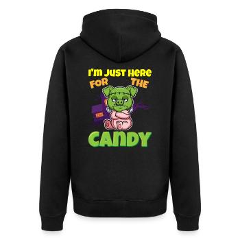 Je suis juste ici pour la bête d’Halloween effrayante de bonbons - Veste à capuche bio Premium Unisexe - noir - Dos - Nico (187cm)