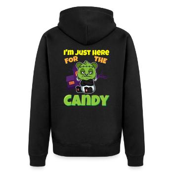 Je suis juste ici pour la bête d’Halloween effrayante de bonbons - Veste à capuche bio Premium Unisexe - noir - Dos - Nico (187cm)