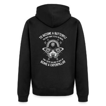 Schmetterling Mystischer Schmetterling Liebhaber - Unisex Premium Bio Zip Hoodie - Schwarz - Hinten - Nico (187cm)