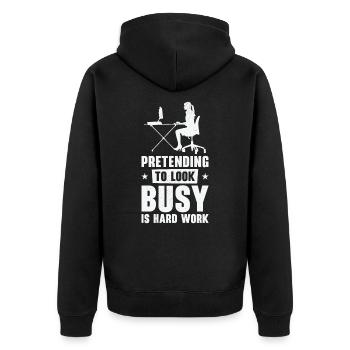 Faire semblant d’employer des employés qui travaillent dur - Veste à capuche bio Premium Unisexe - noir - Dos - Nico (187cm)