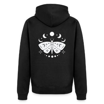 Himmlischer Schmetterling Mystischer - Unisex Premium Bio Zip Hoodie - Schwarz - Hinten - Nico (187cm)