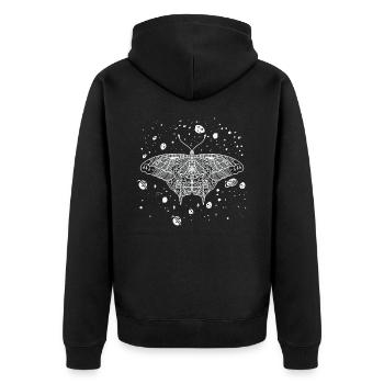 Celestial Butterfly Night Sky Line Art Galaxy - Unisex Premium Organic Zip Hoodie - black - Back - Nico (187cm)