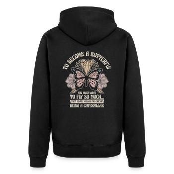 Schmetterling Mystischer Schmetterling Liebhaber - Unisex Premium Bio Zip Hoodie - Schwarz - Hinten - Nico (187cm)