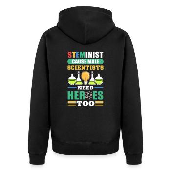 Cause steministe Les scientifiques masculins ont aussi besoin d’héores - Veste à capuche bio Premium Unisexe - noir - Dos - Nico (187cm)