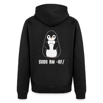 sudo rm rf / Programmeur informatique Linux - Veste à capuche bio Premium Unisexe - noir - Dos - Nico (187cm)