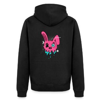 Street Style Rabbit Skull Pop Art Rabbit - Unisex Premium Organic Zip Hoodie - black - Back - Nico (187cm)