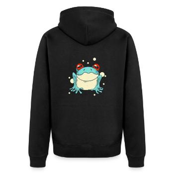 Trippy Frog Cottagecore Aesthetics Funny Amphibian - Unisex Premium Organic Zip Hoodie - black - Back - Nico (187cm)
