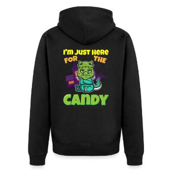 I'm Just Here For The Candy Scary Halloween Beast - Unisex Premium Bio Zip Hoodie - Schwarz - Hinten - Nico (187cm)