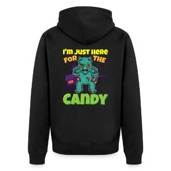 Je suis juste ici pour la bête d’Halloween effrayante de bonbons - Veste à capuche bio Premium Unisexe - noir - Dos - Nico (187cm)