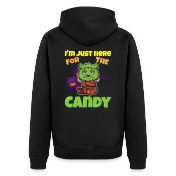 I'm Just Here For The Candy Scary Halloween Beast - Unisex Premium Bio Zip Hoodie - Schwarz - Hinten - Nico (187cm)